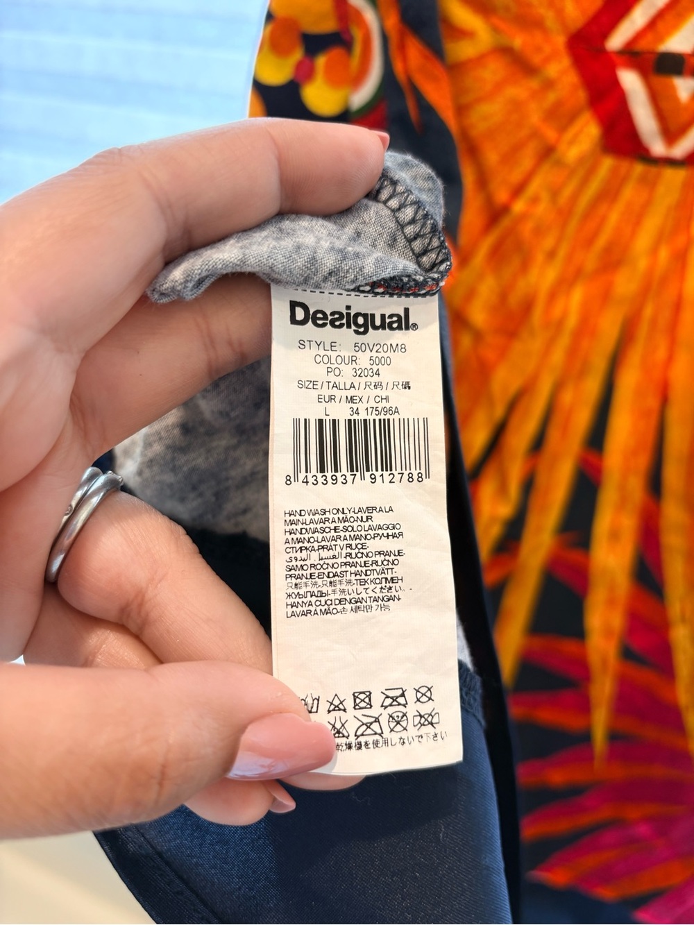 Desigual Bright Orange and Red Sunburst Print Dress - Picture 2 of 7